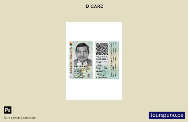 Plantilla de presentación de tarjeta de identificación de Camerún lista para imp